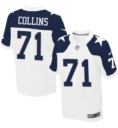 Men's Nike Dallas Cowboys #71 La'el Collins Elite White Throwback Alternate NFL Jersey