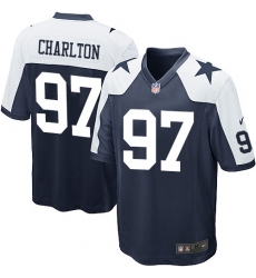 Men's Nike Dallas Cowboys #97 Taco Charlton Game Navy Blue Throwback Alternate NFL Jersey