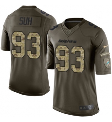 Men's Nike Miami Dolphins #93 Ndamukong Suh Elite Green Salute to Service NFL Jersey