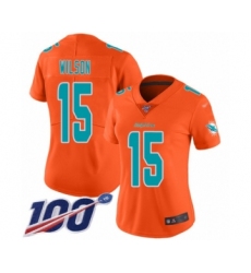 Women's Miami Dolphins #39 Larry Csonka Limited Orange Inverted Legend 100th Season Football Jersey