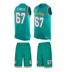 Men's Nike Miami Dolphins #67 Laremy Tunsil Limited Aqua Green Tank Top Suit NFL Jersey
