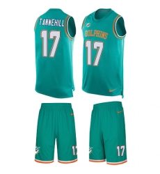 Men's Nike Miami Dolphins #17 Ryan Tannehill Limited Aqua Green Tank Top Suit NFL Jersey