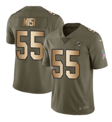 Men's Nike Miami Dolphins #55 Koa Misi Limited Olive/Gold 2017 Salute to Service NFL Jersey