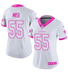 Women's Nike Miami Dolphins #55 Koa Misi Limited White/Pink Rush Fashion NFL Jersey