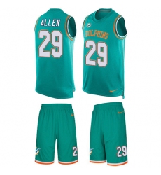 Men's Nike Miami Dolphins #29 Nate Allen Limited Aqua Green Tank Top Suit NFL Jersey