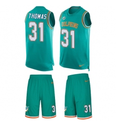 Men's Nike Miami Dolphins #31 Michael Thomas Limited Aqua Green Tank Top Suit NFL Jersey