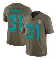 Youth Nike Miami Dolphins #31 Michael Thomas Limited Olive 2017 Salute to Service NFL Jersey