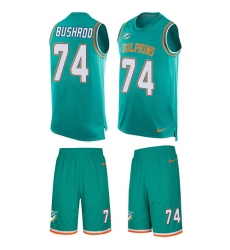 Men's Nike Miami Dolphins #74 Jermon Bushrod Limited Aqua Green Tank Top Suit NFL Jersey