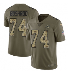 Men's Nike Miami Dolphins #74 Jermon Bushrod Limited Olive/Camo 2017 Salute to Service NFL Jersey