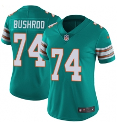 Women's Nike Miami Dolphins #74 Jermon Bushrod Aqua Green Alternate Vapor Untouchable Limited Player NFL Jersey