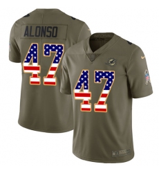 Youth Nike Miami Dolphins #47 Kiko Alonso Limited Olive/USA Flag 2017 Salute to Service NFL Jersey