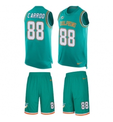 Men's Nike Miami Dolphins #88 Leonte Carroo Limited Aqua Green Tank Top Suit NFL Jersey