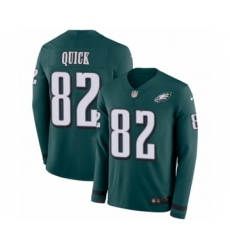 Men's Nike Philadelphia Eagles #82 Mike Quick Limited Green Therma Long Sleeve NFL Jersey