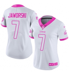 Women's Nike Philadelphia Eagles #7 Ron Jaworski Limited White/Pink Rush Fashion NFL Jersey
