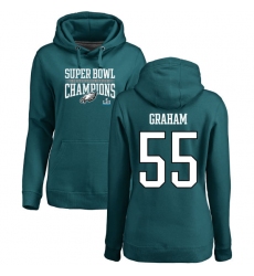 Women's Nike Philadelphia Eagles #55 Brandon Graham Green Super Bowl LII Champions Pullover Hoodie