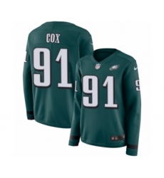 Women's Nike Philadelphia Eagles #91 Fletcher Cox Limited Green Therma Long Sleeve NFL Jersey