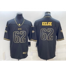 Men's Philadelphia Eagles #62 Jason Kelce Black Golden Edition Stitched NFL Nike Limited Jersey