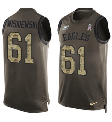 Men's Nike Philadelphia Eagles #61 Stefen Wisniewski Limited Green Salute to Service Tank Top NFL Jersey