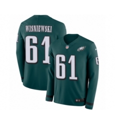 Youth Nike Philadelphia Eagles #61 Stefen Wisniewski Limited Green Therma Long Sleeve NFL Jersey