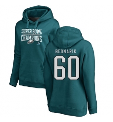 Women's Nike Philadelphia Eagles #60 Chuck Bednarik Green Super Bowl LII Champions Pullover Hoodie
