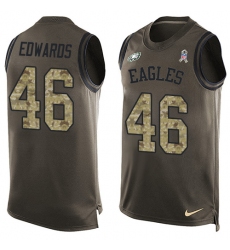 Men's Nike Philadelphia Eagles #46 Herman Edwards Limited Green Salute to Service Tank Top NFL Jersey