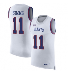 Men's Nike New York Giants #11 Phil Simms Limited White Rush Player Name & Number Tank Top NFL Jersey