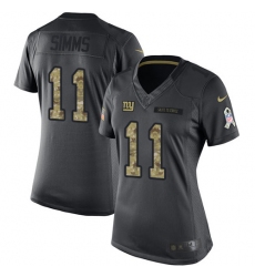 Women's Nike New York Giants #11 Phil Simms Limited Black 2016 Salute to Service NFL Jersey