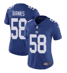 Women's Nike New York Giants #58 Carl Banks Elite Royal Blue Team Color NFL Jersey