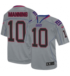 Youth Nike New York Giants #10 Eli Manning Elite Lights Out Grey NFL Jersey