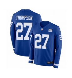 Men's Nike New York Giants #27 Darian Thompson Limited Royal Blue Therma Long Sleeve NFL Jersey