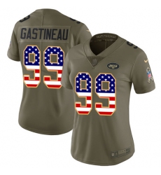 Women's Nike New York Jets #99 Mark Gastineau Limited Olive/USA Flag 2017 Salute to Service NFL Jersey