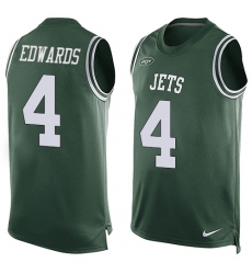 Men's Nike New York Jets #4 Lac Edwards Limited Green Player Name & Number Tank Top NFL Jersey