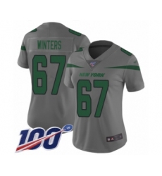 Women's New York Jets #67 Brian Winters Limited Gray Inverted Legend 100th Season Football Jersey