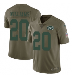 Men's Nike New York Jets #20 Marcus Williams Limited Olive 2017 Salute to Service NFL Jersey