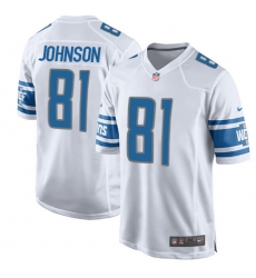 Men's Nike Detroit Lions #81 Calvin Johnson Game White NFL Jersey