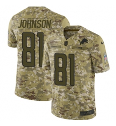 Men's Nike Detroit Lions #81 Calvin Johnson Limited Camo 2018 Salute to Service NFL Jersey