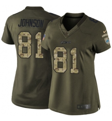 Women's Nike Detroit Lions #81 Calvin Johnson Elite Green Salute to Service NFL Jersey