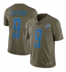 Youth Nike Detroit Lions #9 Matthew Stafford Limited Olive 2017 Salute to Service NFL Jersey