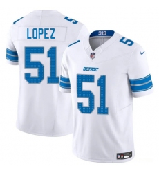 Men's Detroit Lions #51 Roy Lopez White 2025 F.U.S.E. Vapor Limited Football Stitched Jersey