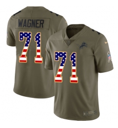 Men's Nike Detroit Lions #71 Ricky Wagner Limited Olive/USA Flag Salute to Service NFL Jersey