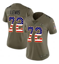 Women's Nike Baltimore Ravens #72 Alex Lewis Limited Olive/USA Flag Salute to Service NFL Jersey