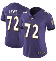 Women's Nike Baltimore Ravens #72 Alex Lewis Purple Team Color Vapor Untouchable Limited Player NFL Jersey