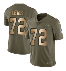 Youth Nike Baltimore Ravens #72 Alex Lewis Limited Olive/Gold Salute to Service NFL Jersey