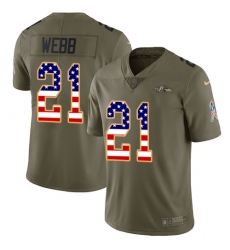 Youth Nike Baltimore Ravens #21 Lardarius Webb Limited Olive/USA Flag Salute to Service NFL Jersey