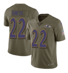 Youth Nike Baltimore Ravens #22 Jimmy Smith Limited Olive 2017 Salute to Service NFL Jersey