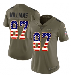 Women's Nike Baltimore Ravens #87 Maxx Williams Limited Olive/USA Flag Salute to Service NFL Jersey