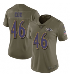 Women's Nike Baltimore Ravens #46 Morgan Cox Limited Olive 2017 Salute to Service NFL Jersey