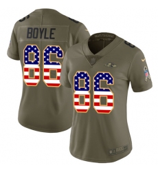 Women's Nike Baltimore Ravens #86 Nick Boyle Limited Olive/USA Flag Salute to Service NFL Jersey