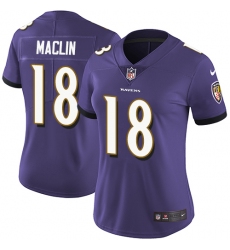 Women's Nike Baltimore Ravens #18 Jeremy Maclin Purple Team Color Vapor Untouchable Limited Player NFL Jersey