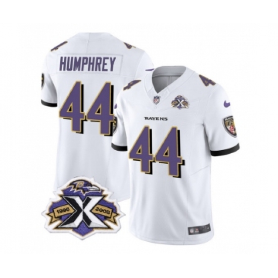 Men's Nike Baltimore Ravens #44 Marlon Humphrey White 2023 F.U.S.E Throwback Vapor Limited Stitched Jersey Men's Nike Baltimore Ravens #44 Marlon Humphrey White 2023 F.U.S.E Throwback Vapor Limited Stitched Jersey